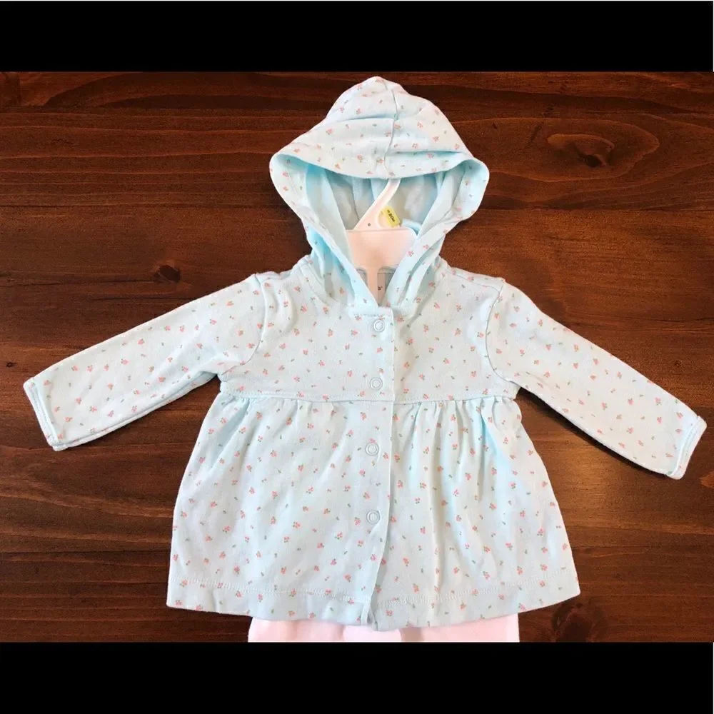 Carters Floral Hoodie Pants Outfit Set